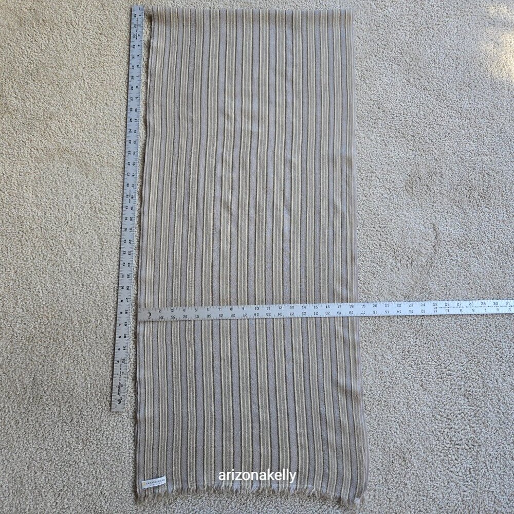 Takashimaya Cashmere Stripe Oblong Scarf - Picture 3 of 9